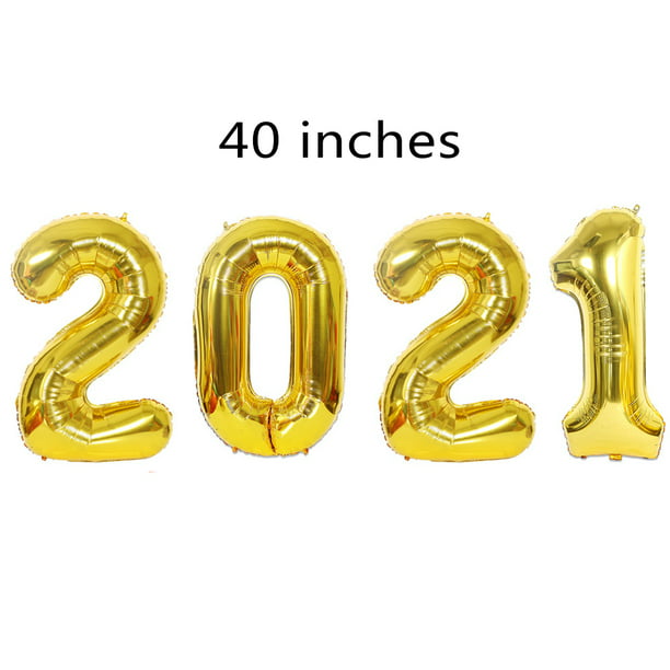 Happy New Year 2021 Number Aluminum Foil Digit Air Balloons Helium Balloon